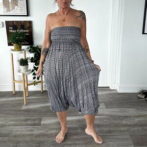 Harem Pants/Romper, One Size, Black and White